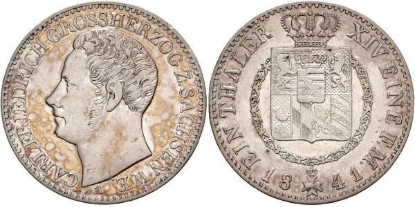 1 Thaler Ducado de Sajonia-Weimar-Eisenach (1809 - 1918) Plata Carlos Federico de Sajonia-Weimar-Eisenach