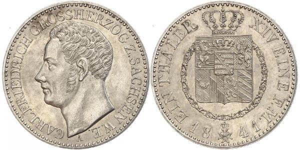 1 Thaler Ducado de Sajonia-Weimar-Eisenach (1809 - 1918) Plata Carlos Federico de Sajonia-Weimar-Eisenach