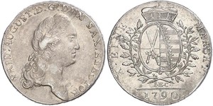 1 Thaler Electorado de Sajonia (1356 - 1806) Plata Augusto II de Polonia (1670 - 1733)