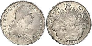 1 Thaler Electorate of Bavaria (1623 - 1806) Plata Carlos Teodoro del Palatinado y Baviera (1724 - 1799)