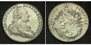 1 Thaler Electorate of Bavaria (1623 - 1806) Plata Carlos Teodoro del Palatinado y Baviera (1724 - 1799)