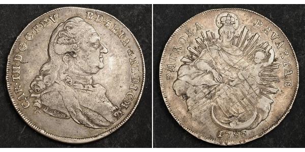 1 Thaler Electorate of Bavaria (1623 - 1806) Plata Carlos Teodoro del Palatinado y Baviera (1724 - 1799)