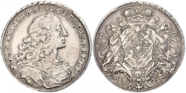 1 Thaler Electorate of Bavaria (1623 - 1806) Plata Maximiliano III José, Elector de Baviera(1727 – 1777)