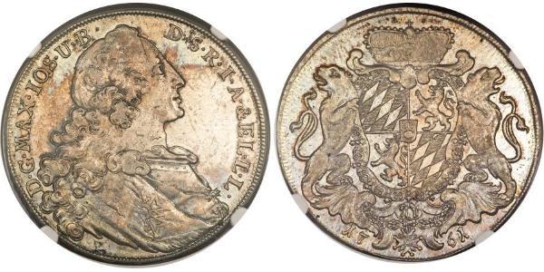 1 Thaler Electorate of Bavaria (1623 - 1806) Plata Maximiliano III José, Elector de Baviera(1727 – 1777)