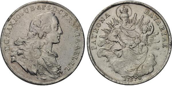 1 Thaler Electorate of Bavaria (1623 - 1806) Plata Maximiliano III José, Elector de Baviera(1727 – 1777)