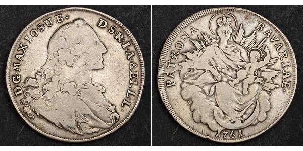 1 Thaler Electorate of Bavaria (1623 - 1806) Plata Maximiliano III José, Elector de Baviera(1727 – 1777)