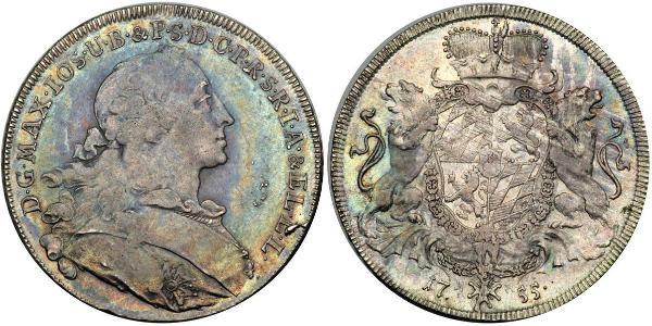 1 Thaler Electorate of Bavaria (1623 - 1806) Plata Maximiliano III José, Elector de Baviera(1727 – 1777)