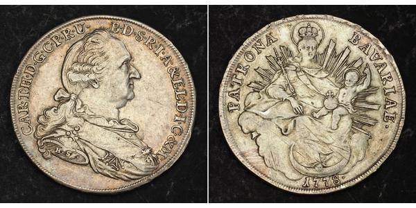 1 Thaler Electorate of Bavaria (1623 - 1806) Plata Carlos Teodoro del Palatinado y Baviera (1724 - 1799)