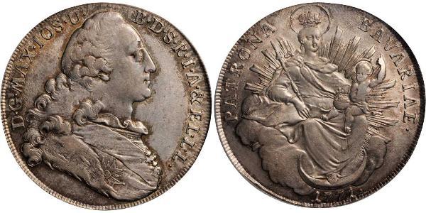 1 Thaler Electorate of Bavaria (1623 - 1806) Plata Maximiliano III José, Elector de Baviera(1727 – 1777)