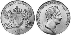 1 Thaler Gran Ducado de Baden (1806-1918) Plata 