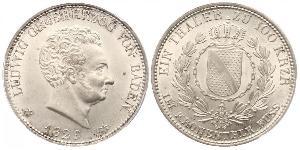 1 Thaler Gran Ducado de Baden (1806-1918) Plata Luis I de Baden(1763 - 1830)