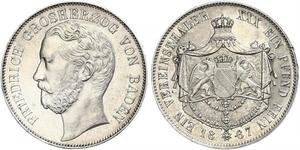 1 Thaler Gran Ducado de Baden (1806-1918) Plata Federico I de Baden (1826 - 1907)