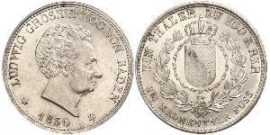 1 Thaler Gran Ducado de Baden (1806-1918) Plata Luis I de Baden(1763 - 1830)