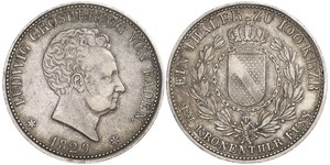 1 Thaler Gran Ducado de Baden (1806-1918) Plata Luis I de Baden(1763 - 1830)