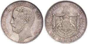 1 Thaler Gran Ducado de Baden (1806-1918) Plata Federico I de Baden (1826 - 1907)