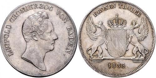 1 Thaler Gran Ducado de Baden (1806-1918) Plata Leopoldo I de Baden(1790 – 1852)