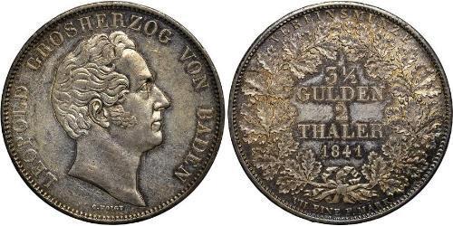 1 Thaler Gran Ducado de Baden (1806-1918) Plata Leopoldo I de Baden(1790 – 1852)