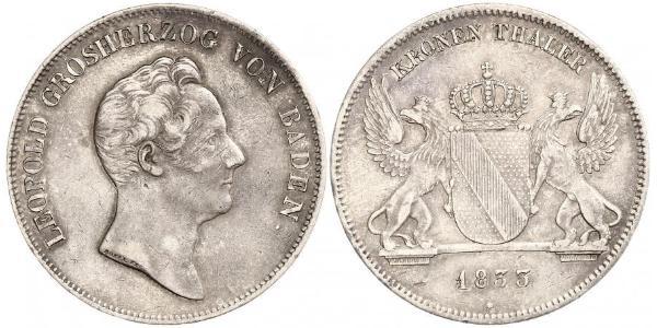 1 Thaler Gran Ducado de Baden (1806-1918) Plata Leopoldo I de Baden(1790 – 1852)