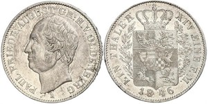 1 Thaler Grand Duchy of Oldenburg (1814 - 1918) Plata Augusto de Oldenburgo