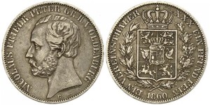 1 Thaler Grand Duchy of Oldenburg (1814 - 1918) Plata Pedro II de Oldenburgo (1827 - 1900)