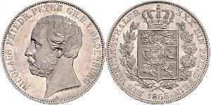 1 Thaler Grand Duchy of Oldenburg (1814 - 1918) Plata Pedro II de Oldenburgo (1827 - 1900)