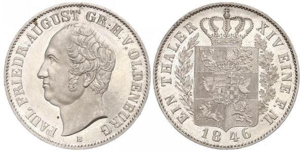 1 Thaler Grand Duchy of Oldenburg (1814 - 1918) Plata Augusto de Oldenburgo