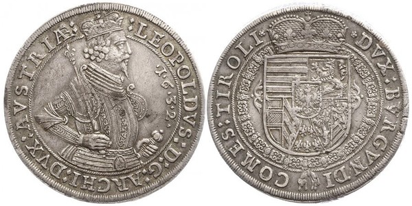 1 Thaler Habsburg Empire (1526-1804) Plata Leopoldo V de Habsburgo (1586 – 1632)