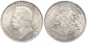 1 Thaler Hesse-Darmstadt (1806 - 1918) Plata Luis III de Hesse-Darmstadt