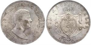 1 Thaler Hesse-Darmstadt (1806 - 1918) Plata Luis I de Hesse-Darmstadt