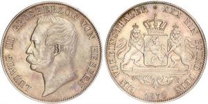 1 Thaler Hesse-Darmstadt (1806 - 1918) Plata Luis III de Hesse-Darmstadt