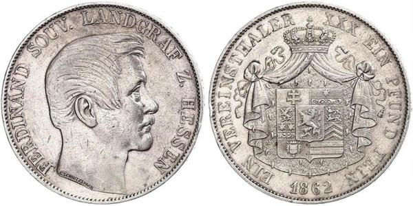 1 Thaler Hesse-Darmstadt (1806 - 1918) Plata Fernando de Hesse-Homburg