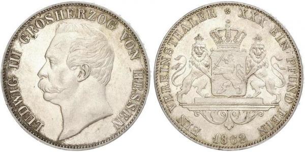 1 Thaler Hesse-Darmstadt (1806 - 1918) Plata Luis III de Hesse-Darmstadt