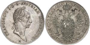 1 Thaler Imperio austríaco (1804-1867) Plata Francis II, Holy Roman Emperor (1768 - 1835)