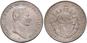 1 Thaler Imperio austríaco (1804-1867) Plata Francis II, Holy Roman Emperor (1768 - 1835)