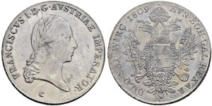 1 Thaler Imperio austríaco (1804-1867) Plata Francis II, Holy Roman Emperor (1768 - 1835)