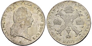 1 Thaler Imperio austríaco (1804-1867) Plata Francis II, Holy Roman Emperor (1768 - 1835)