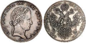 1 Thaler Imperio austríaco (1804-1867) Plata Ferdinand I of Austria (1793 - 1875)