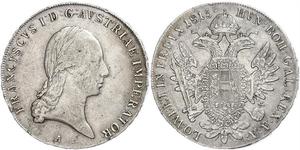 1 Thaler Imperio austríaco (1804-1867) Plata Francis II, Holy Roman Emperor (1768 - 1835)