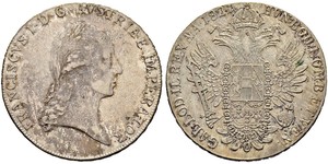 1 Thaler Imperio austríaco (1804-1867) Plata Francis II, Holy Roman Emperor (1768 - 1835)