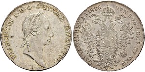 1 Thaler Imperio austríaco (1804-1867) Plata Francis II, Holy Roman Emperor (1768 - 1835)