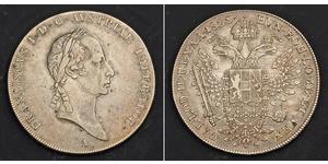 1 Thaler Imperio austríaco (1804-1867) Plata Francis II, Holy Roman Emperor (1768 - 1835)