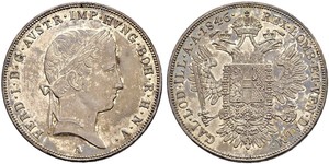 1 Thaler Imperio austríaco (1804-1867) Plata Ferdinand I of Austria (1793 - 1875)