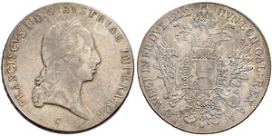 1 Thaler Imperio austríaco (1804-1867) Plata Francis II, Holy Roman Emperor (1768 - 1835)