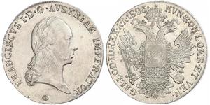 1 Thaler Imperio austríaco (1804-1867) Plata Francis II, Holy Roman Emperor (1768 - 1835)