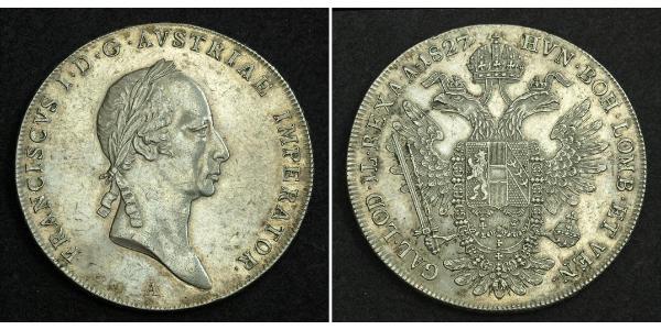 1 Thaler Imperio austríaco (1804-1867) Plata Francis II, Holy Roman Emperor (1768 - 1835)