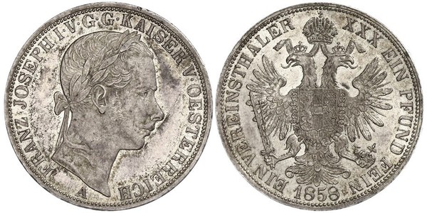 1 Thaler Imperio austríaco (1804-1867) Plata Franz Joseph I (1830 - 1916)