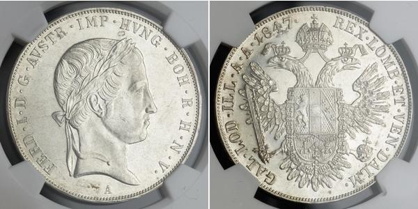 1 Thaler Imperio austríaco (1804-1867) Plata Ferdinand I of Austria (1793 - 1875)