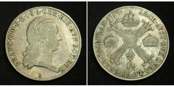 1 Thaler Imperio austríaco (1804-1867) Plata Francis II, Holy Roman Emperor (1768 - 1835)
