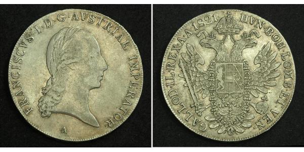 1 Thaler Imperio austríaco (1804-1867) Plata Francis II, Holy Roman Emperor (1768 - 1835)