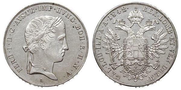 1 Thaler Imperio austríaco (1804-1867) Plata Ferdinand I of Austria (1793 - 1875)